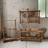 Trio d'étagères constructivistes en pin style Regain