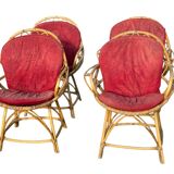 Set of 4 rattan armchairs from the 1960s, France.
