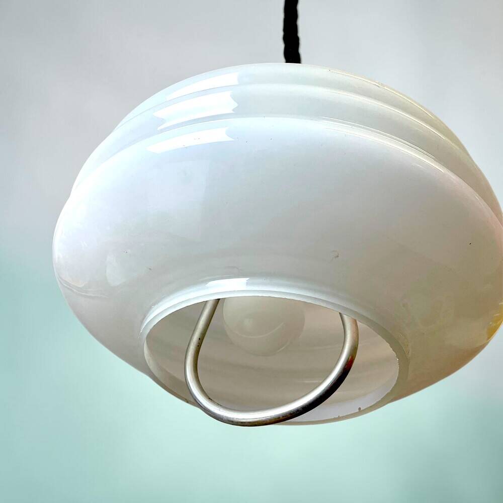Mid Century white glass pull down  pendant lamp