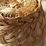 Vintage round wicker basket on stand