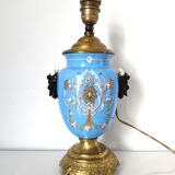 Lamp foot blue vase heads of fauna