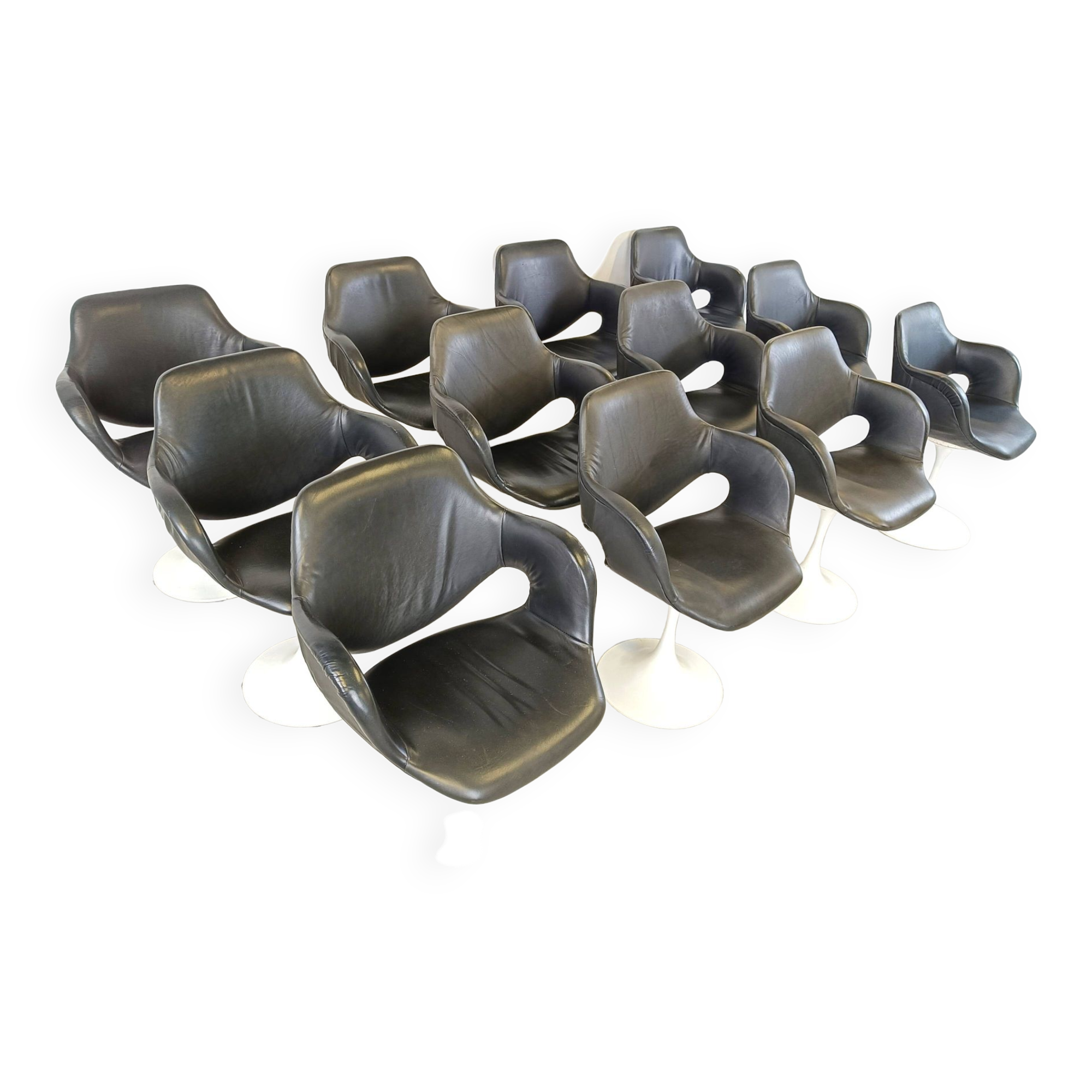 Vintage Euro FV tulip dining chairs set of 12 -  1970s