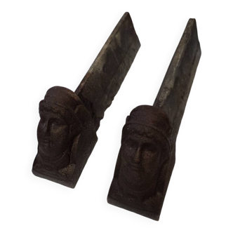 Paire de chenets en fonte