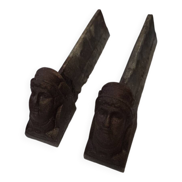Pair of cast iron andirons