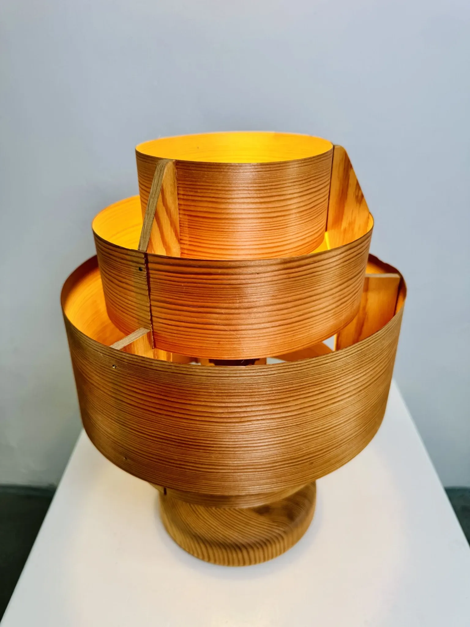 B-262 Pine Veneer Table Lamp By Hans-Agne Jakobsson For Ab Ellysett, Sweden, 1960S