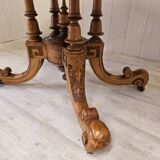 Napoleon III era pedestal table in burr walnut