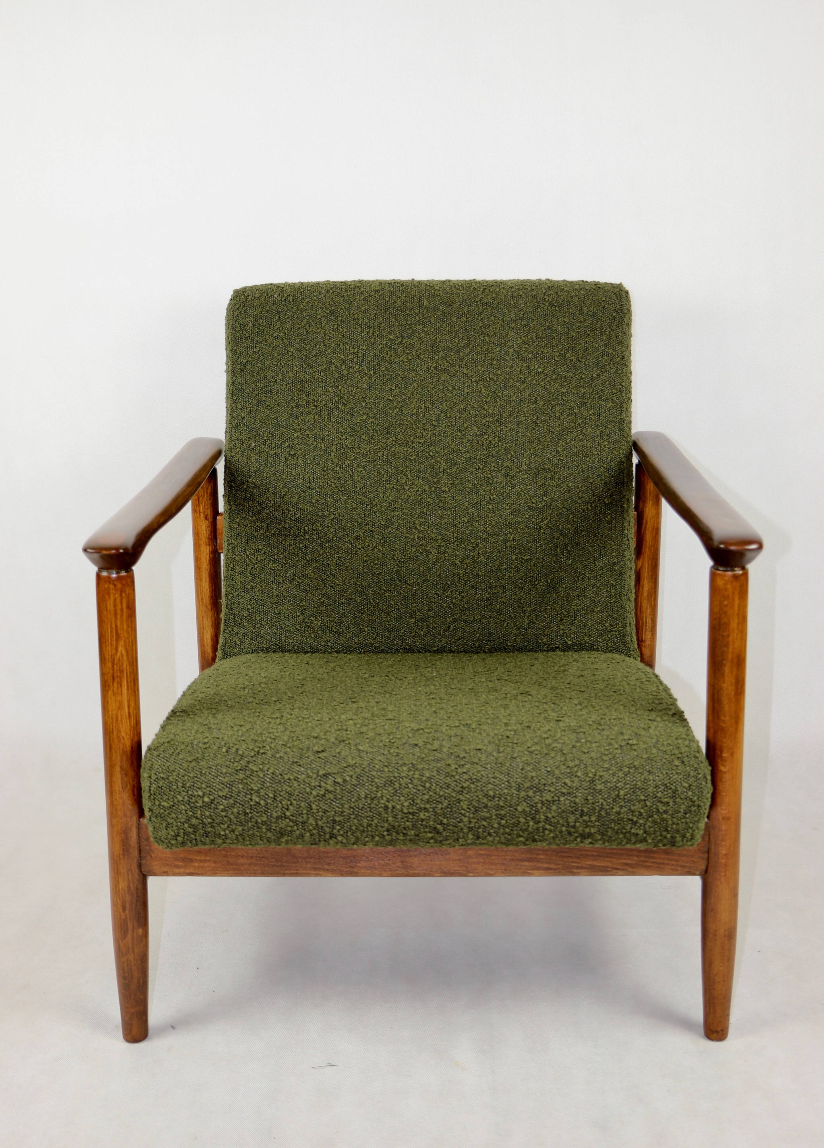 GFM-142 chair in olive boucle, attributed to Edmund Homa, 1970s