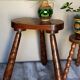 Vintage tripod stool form free feet solid wooden rockets
