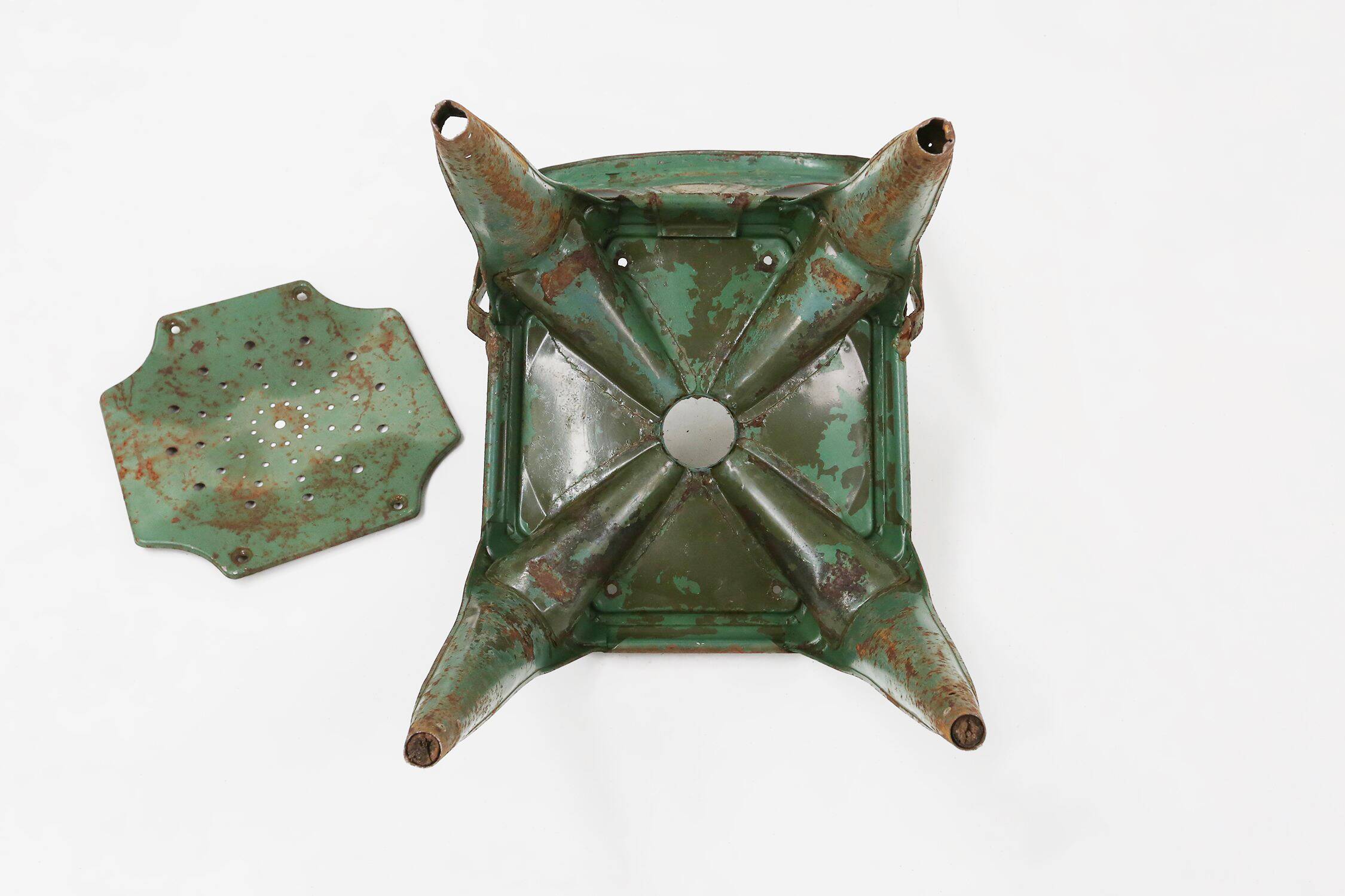 Set of 4 Vintage green Model A Chairs from Tolix, France, 1950s