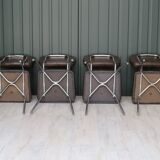Set of 4 chairs in skaï and vintage chrome