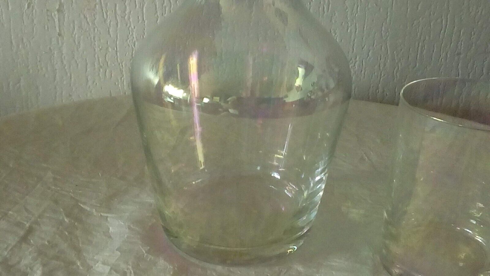 Night service in carafe glass and mother-of-pearl effect glass