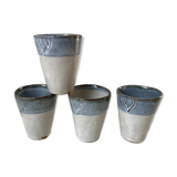 Lot de 4 verres tasses en grès vintage années 70