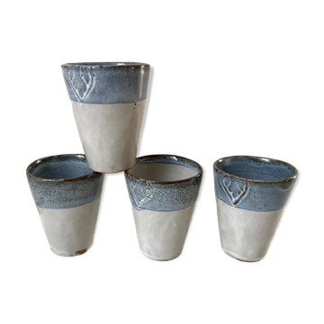 Lot de 4 verres tasses en grès vintage années 70