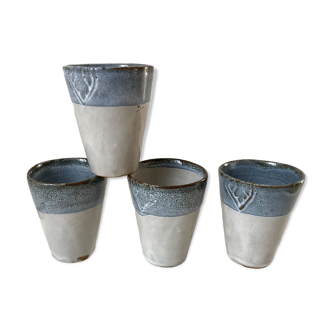 set of 4 glasses / cups in vintage stoneware 70s
