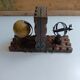 Wooden bookends globe world map