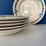 Set of 6 semi-deep plates in ironstone Longchamp model Denise.