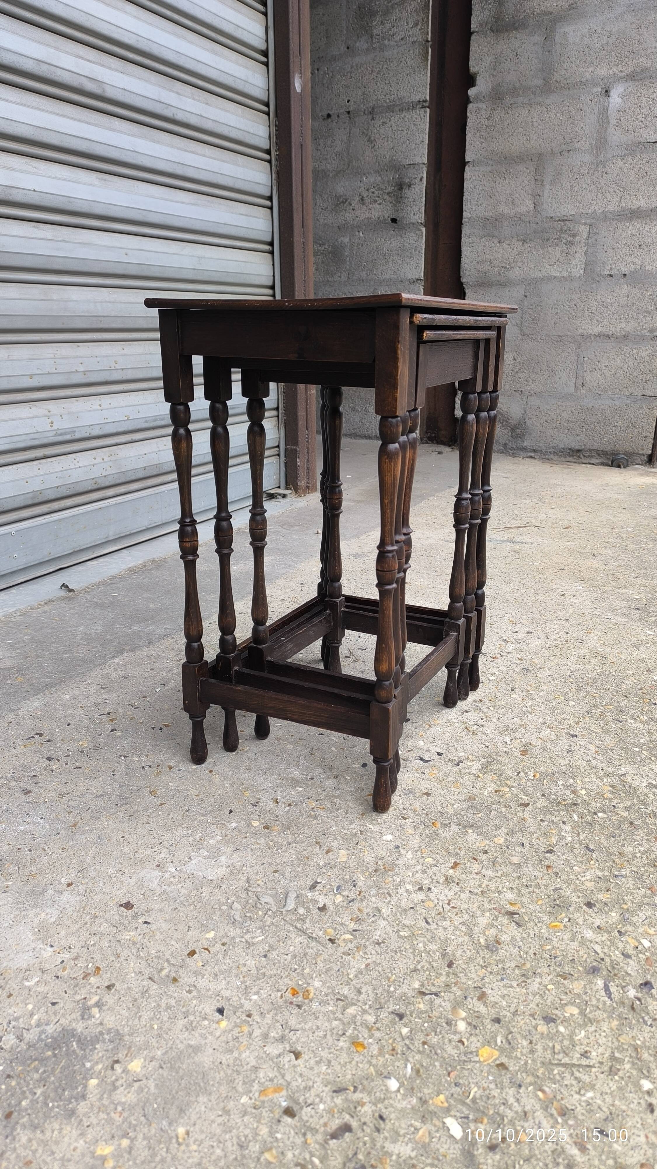Nest of tables in solid oak 1950