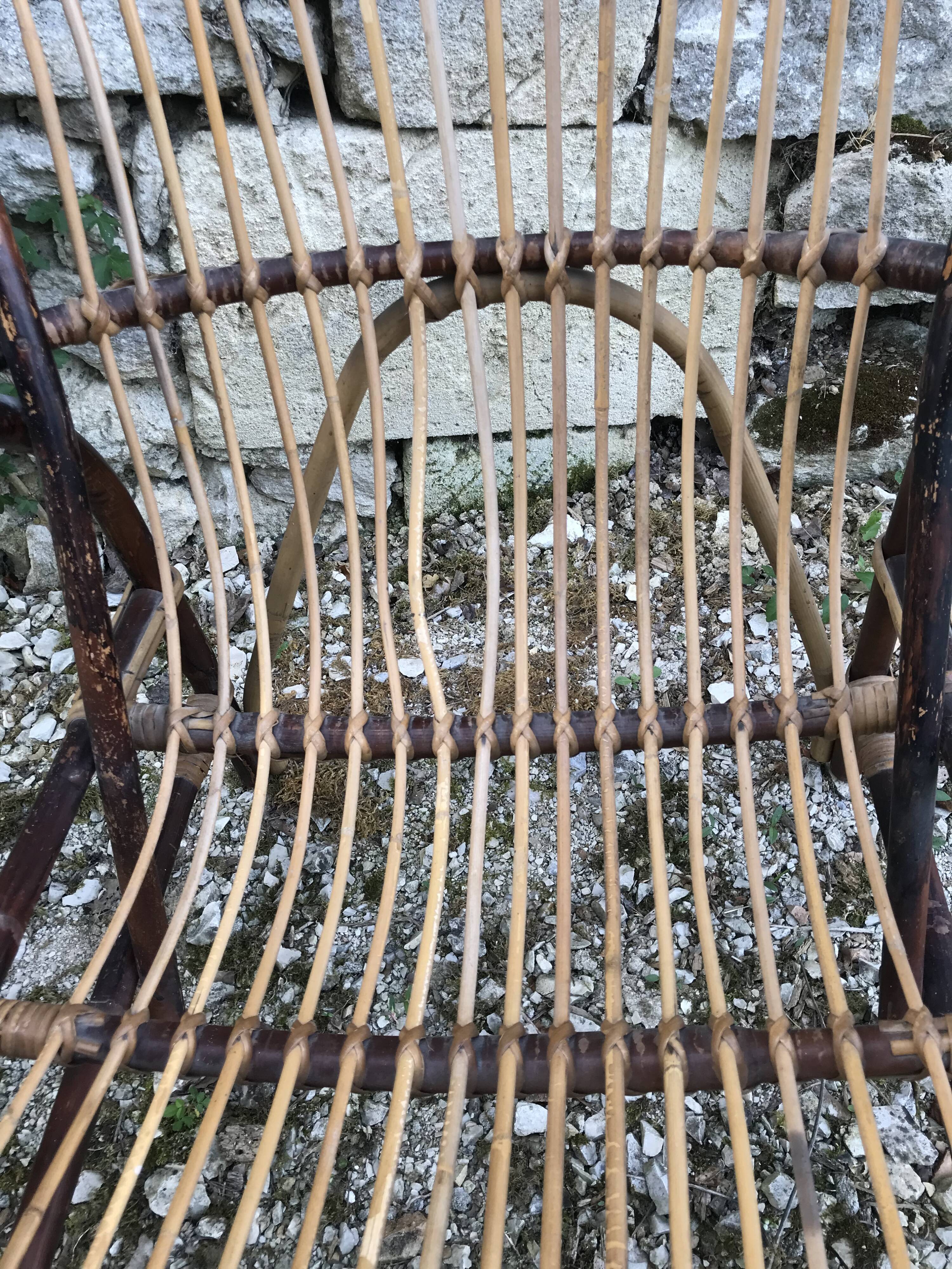 Pair of rattan armchairs