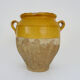 Glazed yellow confit pot, south west of France. Conservation pot. Pyrenees XIXth