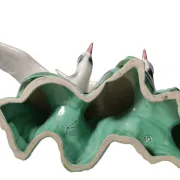 Art deco porcelain sculpture of two flying birds – iridescent, 1920s