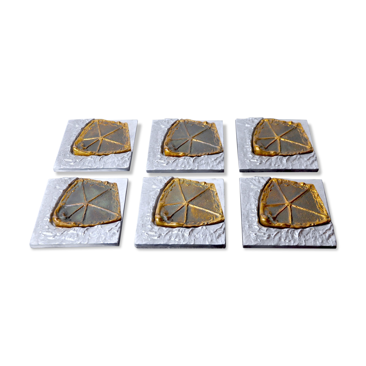 Lot of 6 brutalist coasters by Art3, 1970