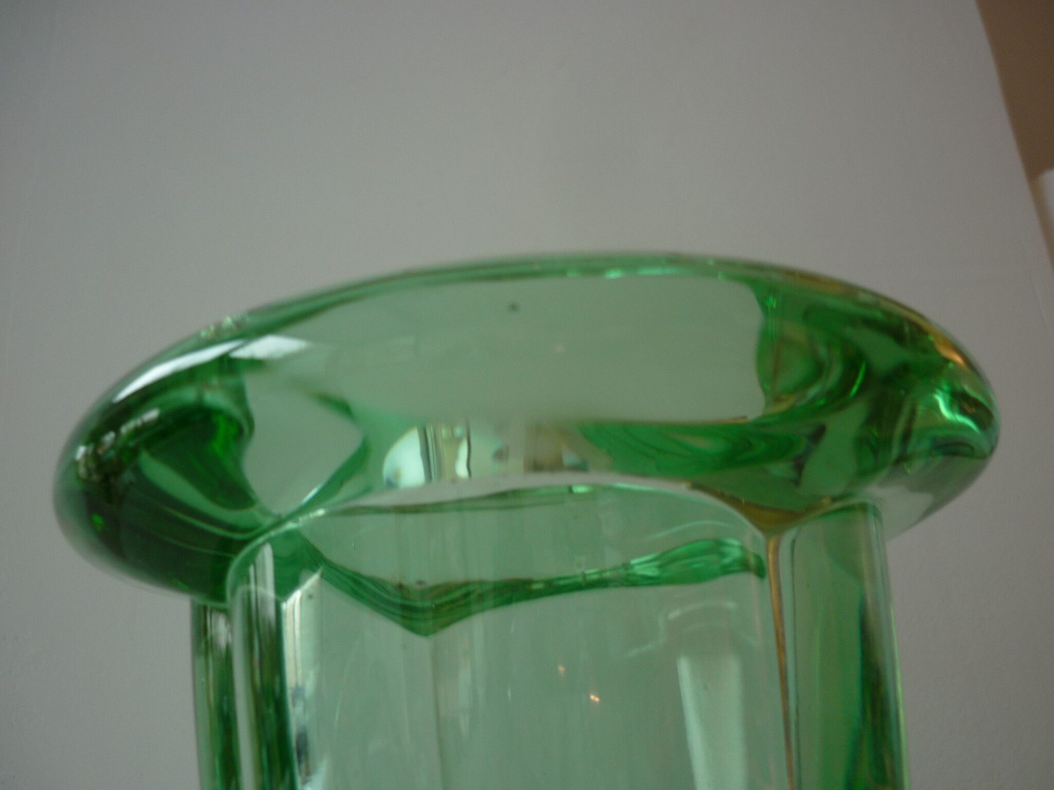 Green crystal vase from the 50s