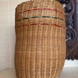 High basket with woven straws