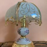 Lampe dorée pied porcelaine style tiffany