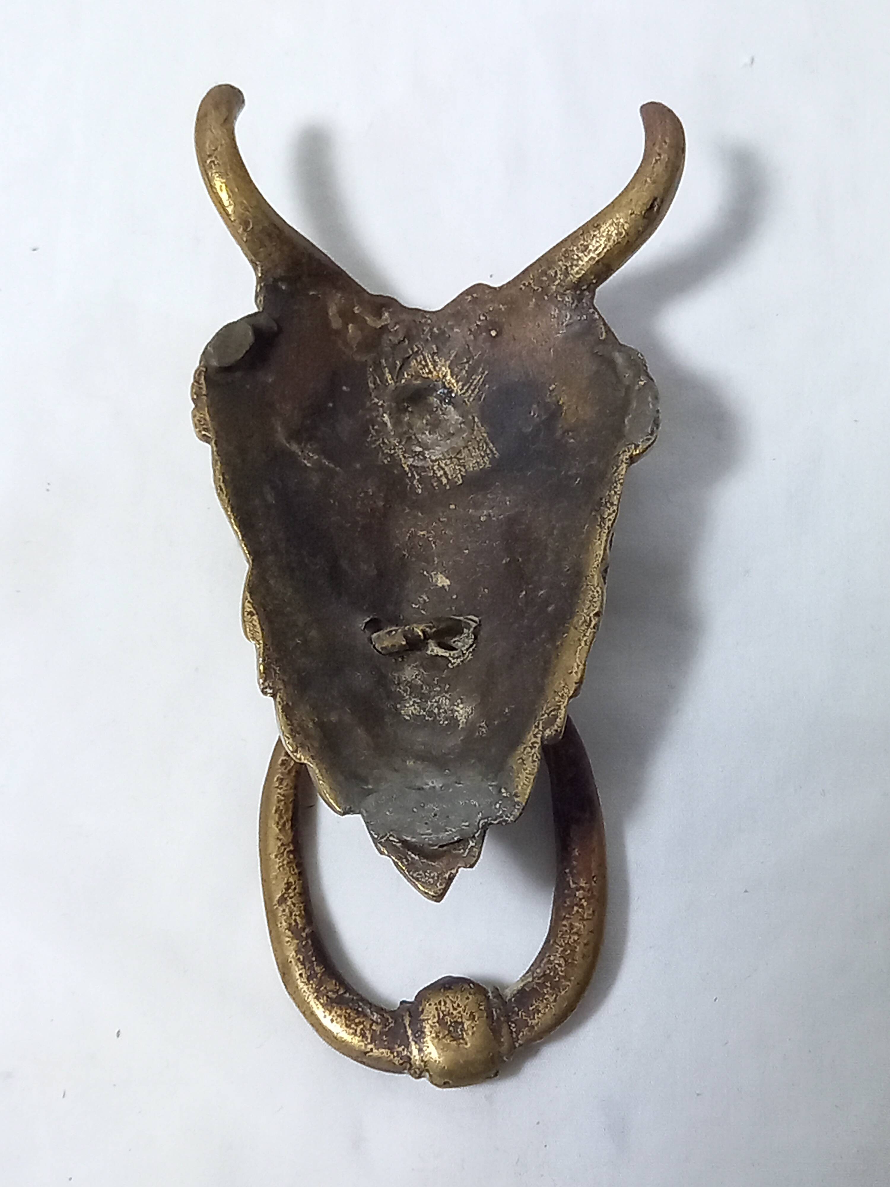 Satyr Head Knocker in Gilt Bronze