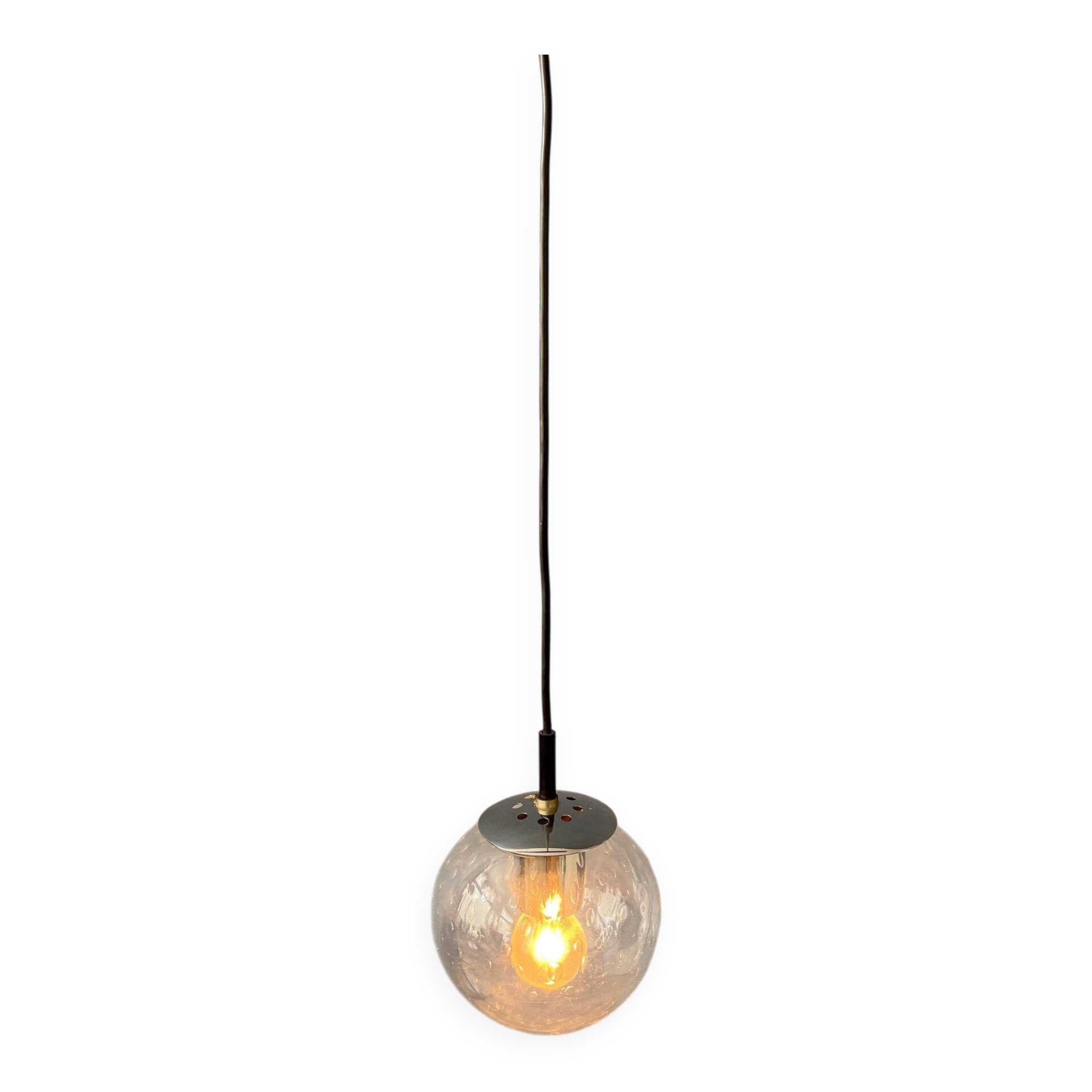 Vintage small Raak seeded glass hanging lamp