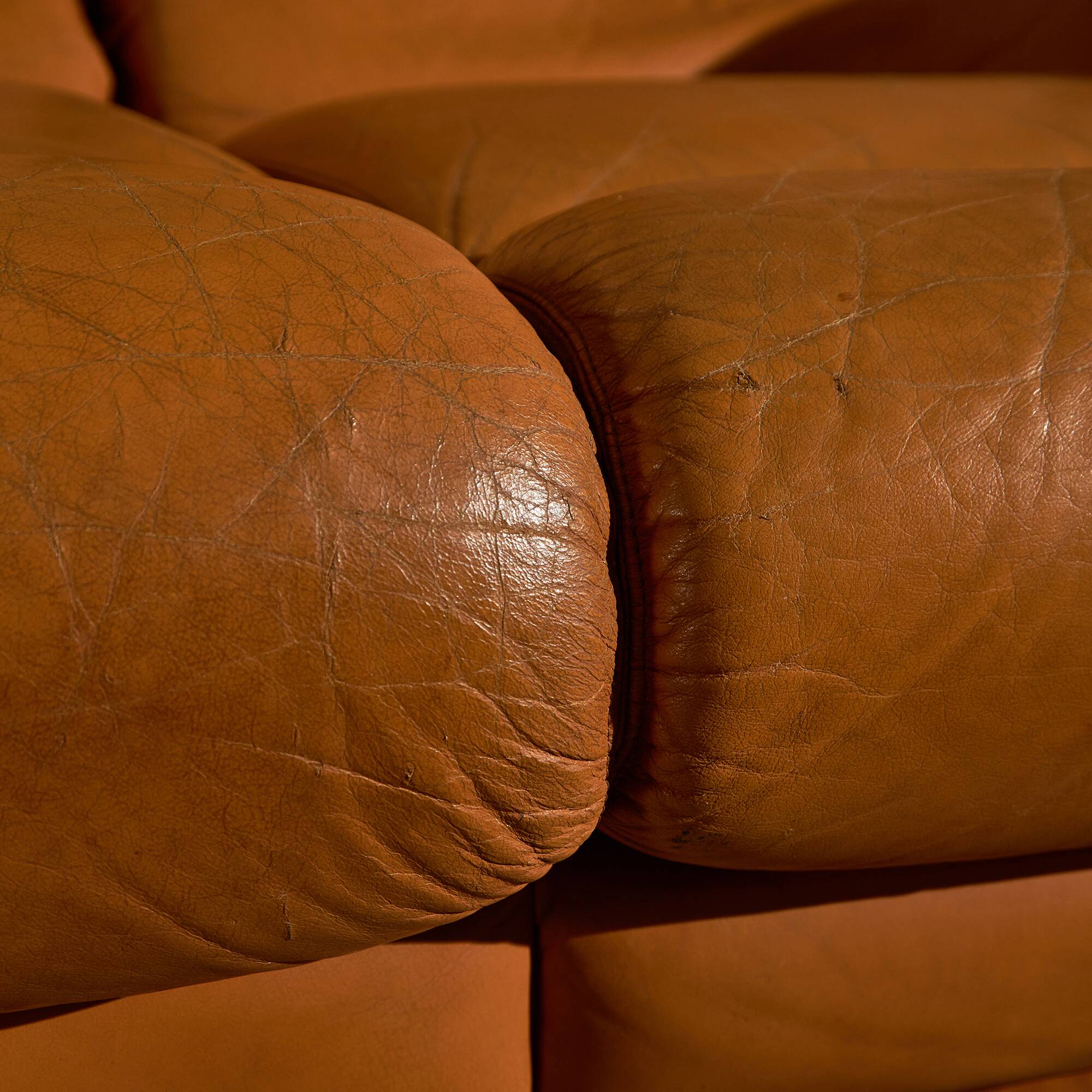 Light Warm Brown Leather Sofa Set