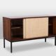 Wenge and raffia sideboard. 1970s.