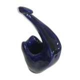 Vase forme cygne céramique émaillée bleu décoration vintage