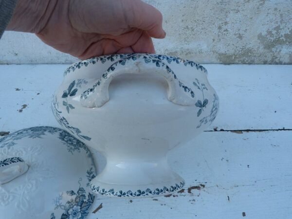 Soupière ancienne Moulin des Loups Hamge France motifs Acacias