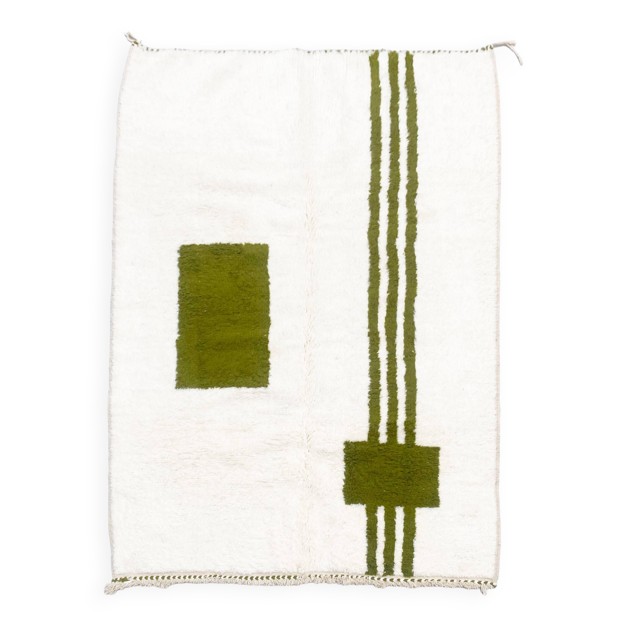 Beni Ouarain Moroccan Berber rug with khaki patterns 2.41x1.68m