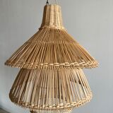 Rattan pendant lamp or light in the shape of an Asian lantern