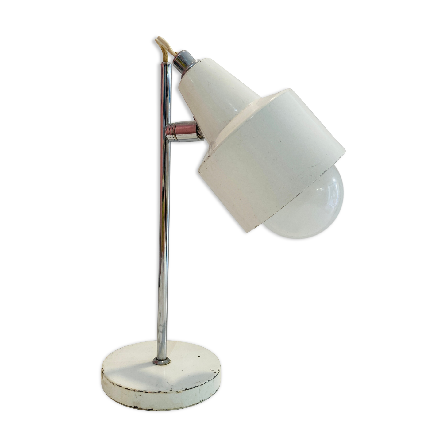 White metal desk lamp years 60-70-