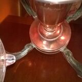Lustre en cuivre et 4 branches en verre soufflé