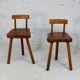 Pair of tripod stools with brutalist backrests, France, circa 1960