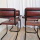 Set of 6 Vintage Cognac Leather Dining Chairs: Quilted Industrial Armchair