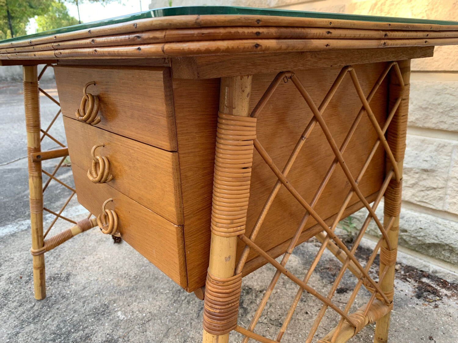 Rattan desk and chair 1960
