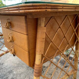 Rattan desk and chair 1960