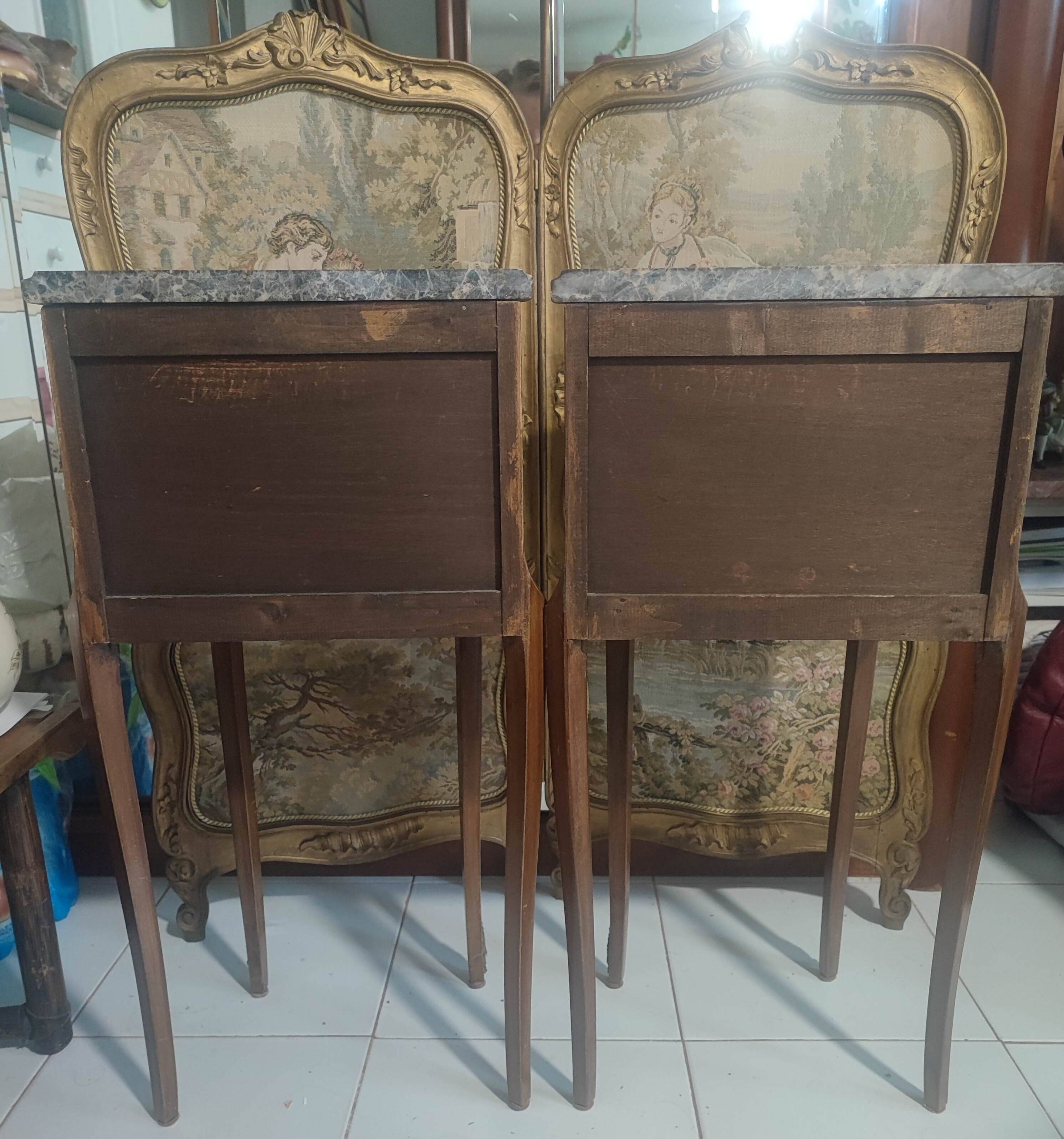Paire de chevet style Louis xv marqueté