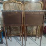 Pair of Louis XV style marquetry bedside tables