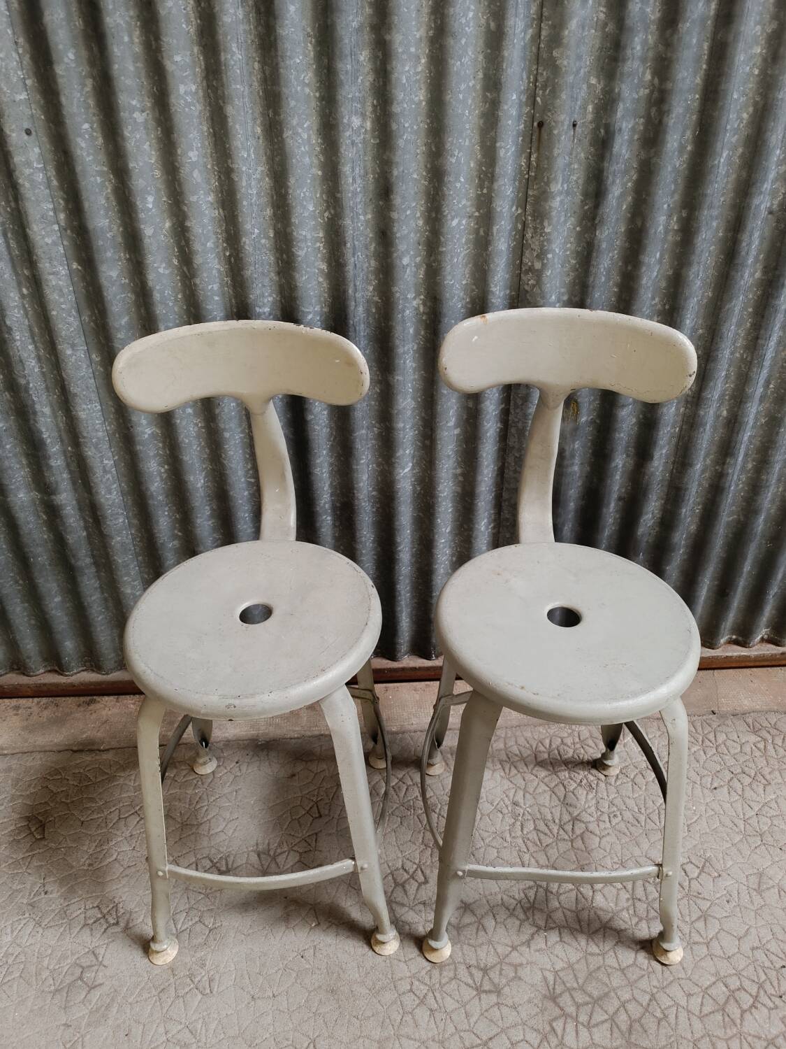 Pair of Nicole Vintage high chairs - Workshop stool