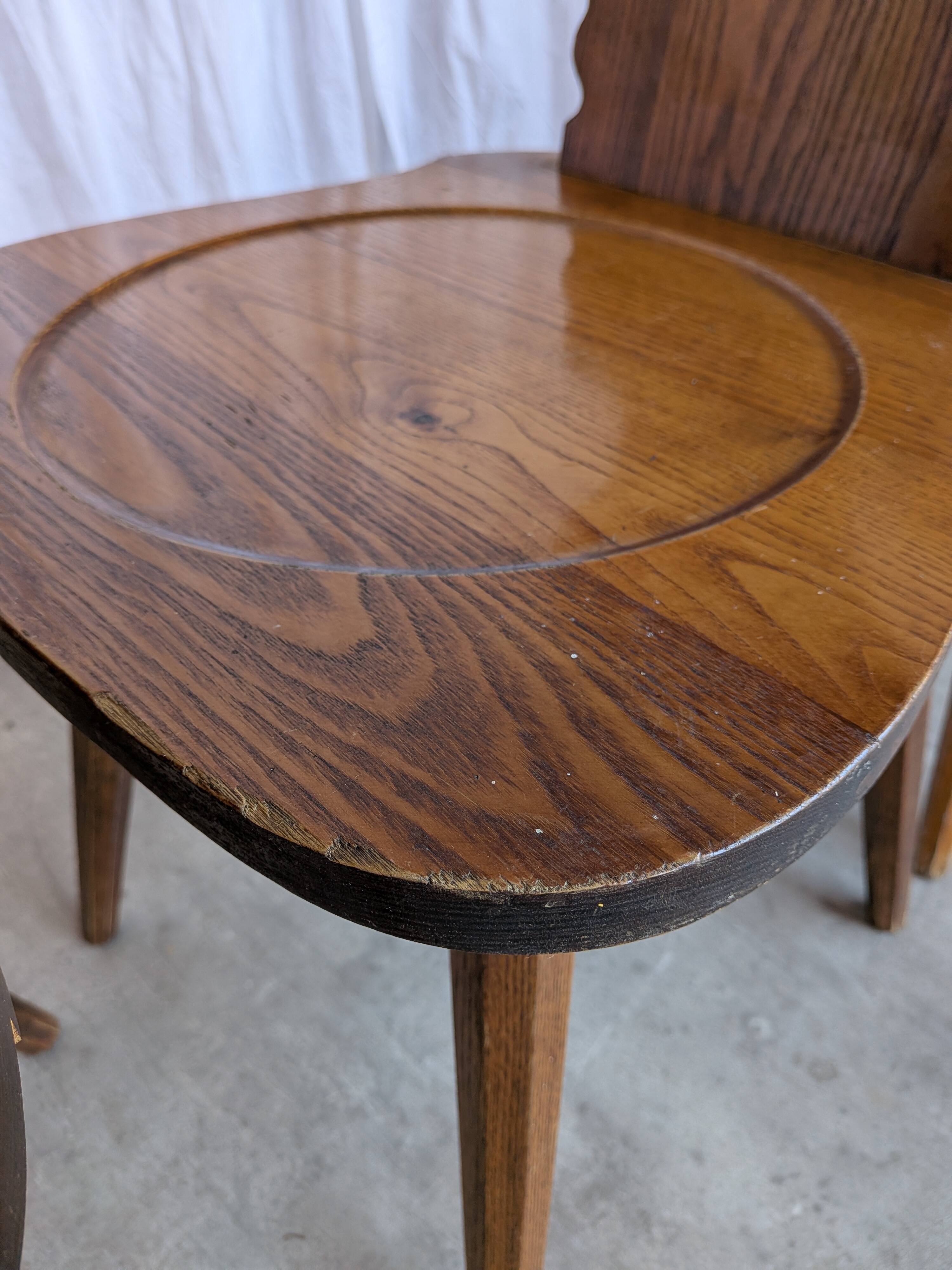 Set of 8 Farmhouse Tyrolean Chair with Heart Cutout Back / 1970s Vintage Di