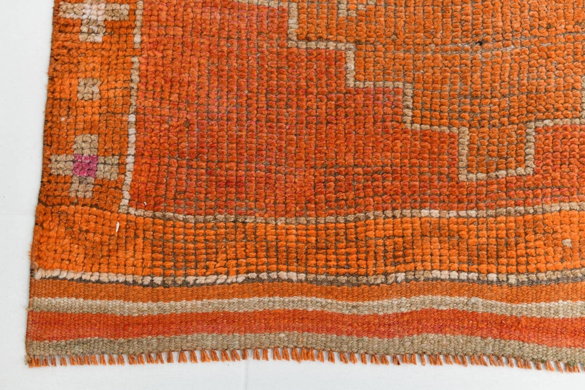 Tapis de couloir persan orange et rose