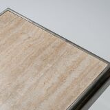 Belgochrom coffeetable in polished metal and travertin