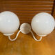 Double Minimalist Opaline Ball Wall Light + White Metal Support 80