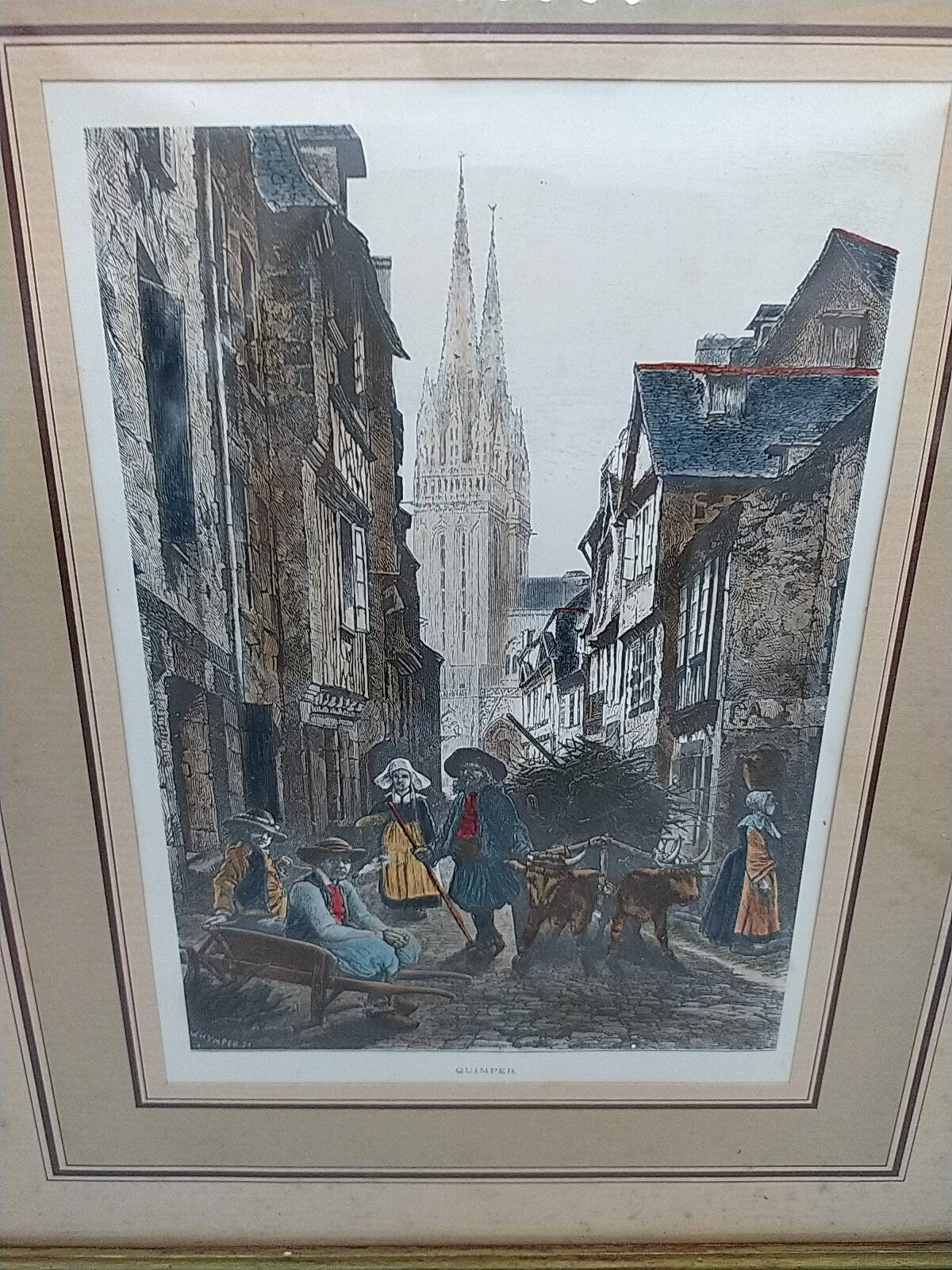 Engraving from Quimper. Late 19th century.